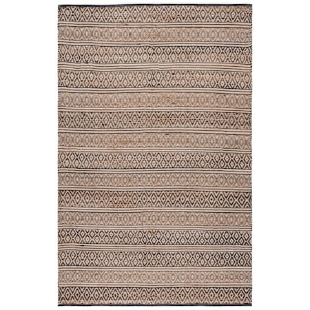 Safavieh 8 x 10 ft. Natural Fiber Flat Weave Rectangle Area Rug Black & Natural NF379Z-8